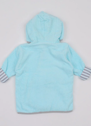 Baby Elephant Hooded Cotton Bathrobe with Belt & Mittens Aqua Gray 0–9 Months Soft Full Sleeve