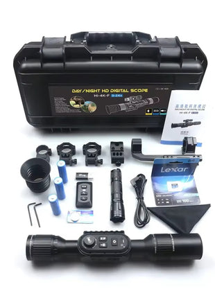 Rifle Scope 3–24x Aluminium Alloy 4K UHD Smart Ballistic Rangefinder Night Vision – Black 9002