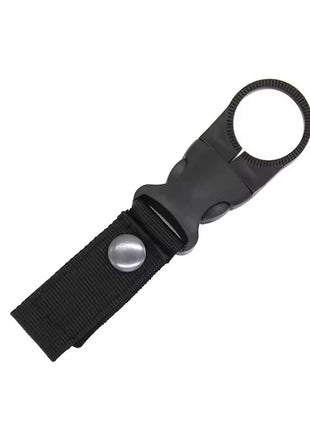 Water Bottle Holder Clip 13.5cm – Heavy-Duty Nylon Strap with Snap Loop – Black Hydration Ring for Hiking & Camping