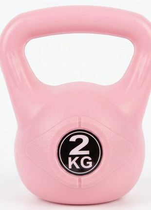 Vinyl Coated Cement Filled Kettlebell Weight 2kg to 16kg Home Gym Strength Training - 2kg pink