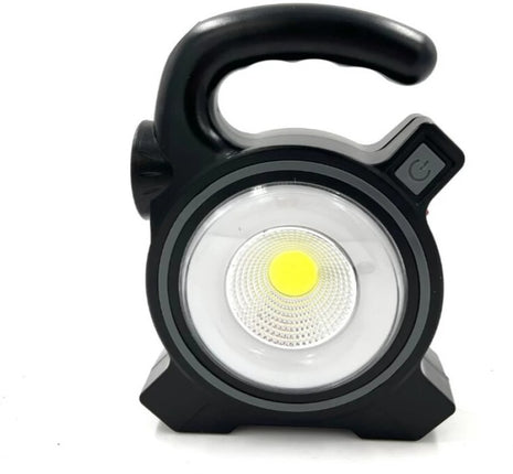 Rechargeable COB LED Work Light with Solar Charging, Power Bank Output, Portable Camping Torch