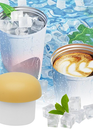 Small Silicone Ice Cube Tray With Lid, 60-Cube Easy Release Ice Cup Mold Yellow White