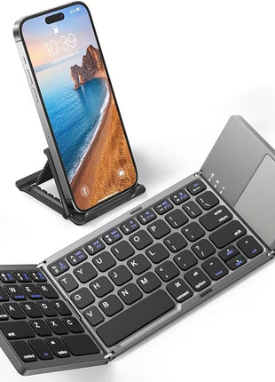 Foldable Bluetooth Keyboard Full-Size 84-Key – Scissor-Switch + Touchpad – Multi-Device Wireless – Black