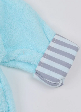 Baby Elephant Hooded Cotton Bathrobe with Belt & Mittens Aqua Gray 0–9 Months Soft Full Sleeve