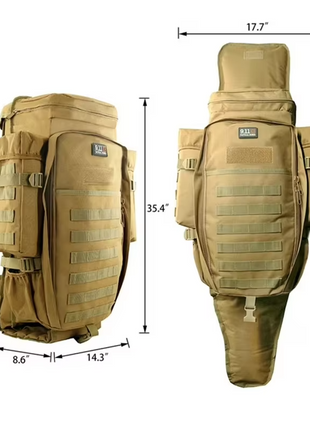Tactical Mountaineering Bag 56–75L Rifle Backpack – Waterproof 600D Nylon with Velcro Compartment and Detachable Pouch