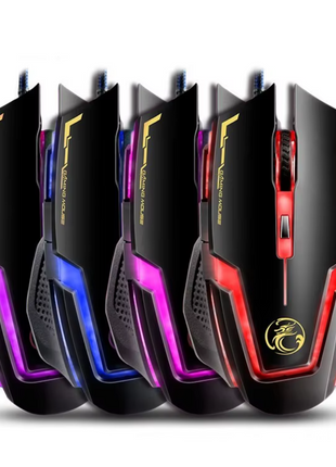 Wired Gaming Mouse USB – 3200 DPI Optical Sensor + 6 Buttons – LED Lighting – Ergonomic Design – Black