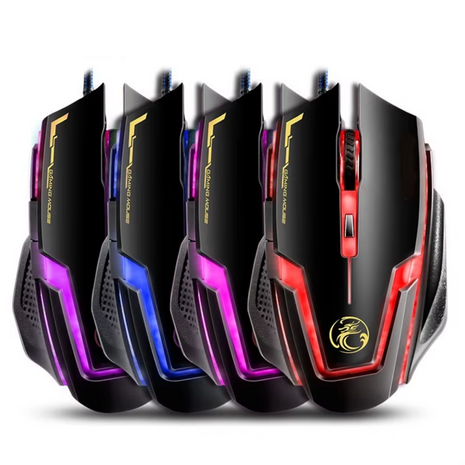 Wired Gaming Mouse USB – 3200 DPI Optical Sensor + 6 Buttons – LED Lighting – Ergonomic Design – Black