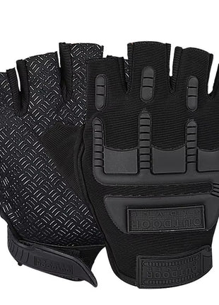 Half-Finger Tactical Gloves – Gel Padded Palm + Breathable Microfiber
