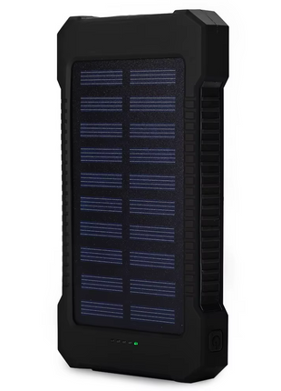 Solar Power Bank 10000mAh – Dual USB Output + LED Flashlight – Waterproof Outdoor Charger Red