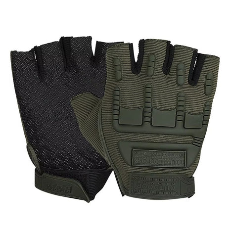 Half-Finger Tactical Gloves – Gel Padded Palm + Breathable Microfiber