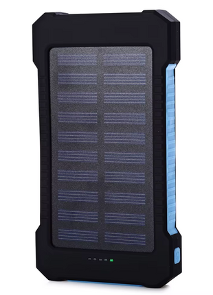 Solar Power Bank 10000mAh – Dual USB Output + LED Flashlight – Waterproof Outdoor Charger Red