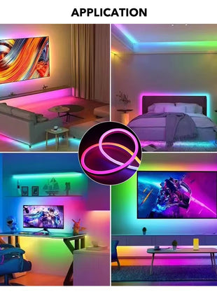 LED Neon Rope Light 5m RGB IC – Smart App + Remote Control – IP68 Silicone Strip with USB – Flexible Ambient Lighting