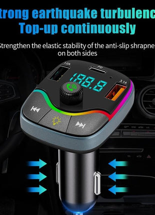 Wireless FM Transmitter Car MP3 Player – Bluetooth, Dual USB, Type-C, LED