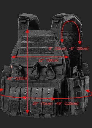 Tactical Combat Vest 600D Oxford Fabric with MOLLE Webbing – Adjustable Fit – Black