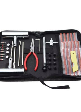 46-Piece Tire Repair Kit for Tubeless Tires – Heavy-Duty Puncture Plug Tool Set with Pliers, Valve Tools & Storage Bag