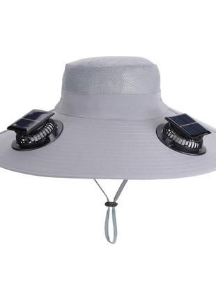 Solar Fan Sun Hat 48cm Brim with Dual Fans – USB Rechargeable Wide Brim Outdoor Cooling Hat