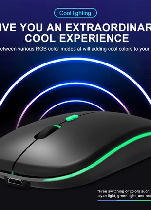 UNISYNC Wireless Mouse 1600 DPI – Bluetooth 5.0 2.4GHz Dual Mode – Silent Click – Rechargeable – Black