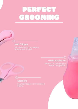8-Piece Baby Grooming Kit for Newborns - BPA-Free Infant Health Set with Thermometer, Comb, Clippers & More - Pink or Blue