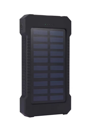 Solar Power Bank 10000mAh – Dual USB Output + LED Flashlight – Waterproof Outdoor Charger Red