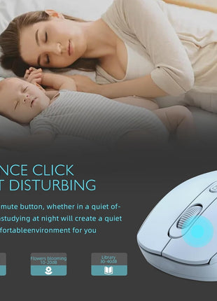 Wireless Rechargeable Mouse – Silent Click – Dual USB & Bluetooth – 1600 DPI