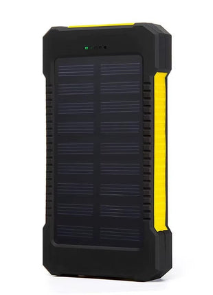 Solar Power Bank 10000mAh – Dual USB Output + LED Flashlight – Waterproof Outdoor Charger Red