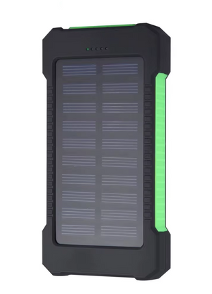 Solar Power Bank 10000mAh – Dual USB Output + LED Flashlight – Waterproof Outdoor Charger Red