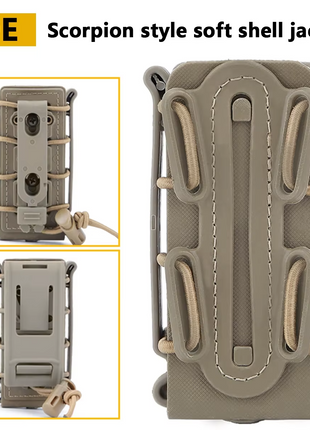 Magazine Pouch 9 mm – Plastic, Quick‑draw Twist, Waterproof, 130 g – Belt & MOLLE Clips – Red / Green / Khaki / Black