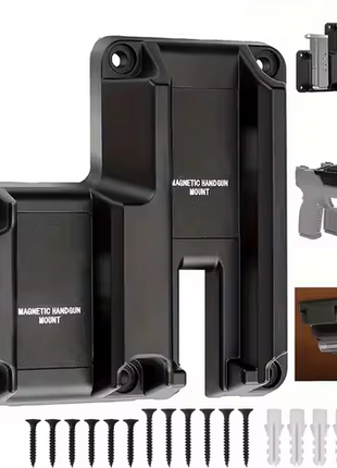 Magnetic Gun Mount Holster 60Lbs – Coated Metal Quickdraw Holder for Handgun & Magazine