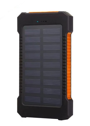 Solar Power Bank 10000mAh – Dual USB Output + LED Flashlight – Waterproof Outdoor Charger Red