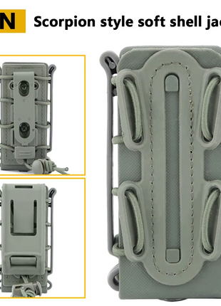 Magazine Pouch 9 mm – Plastic, Quick‑draw Twist, Waterproof, 130 g – Belt & MOLLE Clips – Red / Green / Khaki / Black