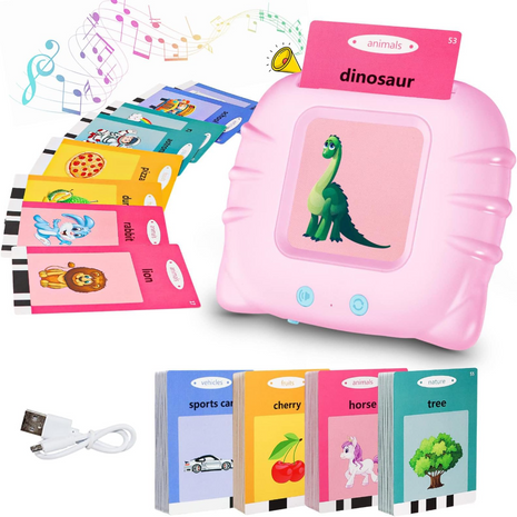 Talking Flash Cards for Kids – 112 Double-Sided Sight Word Cards – 224 Words, 13 Categories, No Screen – Ages 2–6 – Blue/Pink