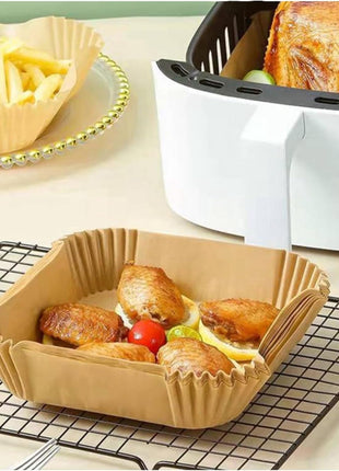 50PCS Air Fryer Disposable Paper Liners  6.5in Inner 8in Outer Diameter Non-Stick Bowl Shape Heat Safe 232°C Fits 7–9in Basket