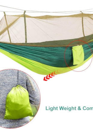 Camping Hammock 290x140cm Nylon with Mosquito Net – Lightweight Foldable Outdoor Hammock