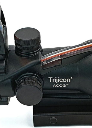 Tactical Rifle Scope 4x32 Fixed Optic + RMR-Style Red Dot Sight Combo – Daylight Fiber Reticle – Black