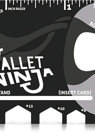 Wallet Ninja 18‑in‑1 Wallet Multi‑Tool – Alloy Steel Credit‑Card Size Black