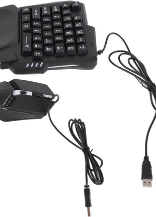 One‑Hand Gaming Mechanical Style Keyboard & Backlit Rainbow Mouse Combo (USB Wired)