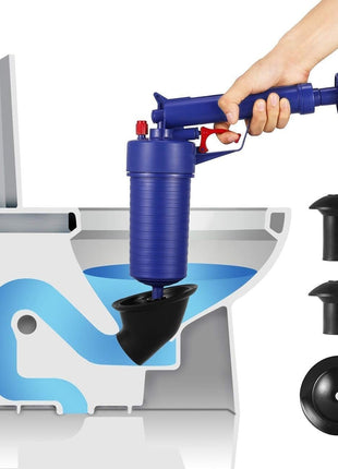 High Pressure Pipe Dredger Drain Unblocker Pump, ABS Body with Rubber Adapters for Toilets, Sinks, Floor Drains & Showers Air Pressure Clog Tool