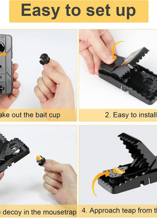 Reusable Mouse & Rat Trap – Durable Plastic & PS Snap Trap – Black