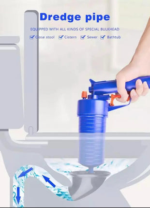 High Pressure Pipe Dredger Drain Unblocker Pump, ABS Body with Rubber Adapters for Toilets, Sinks, Floor Drains & Showers Air Pressure Clog Tool