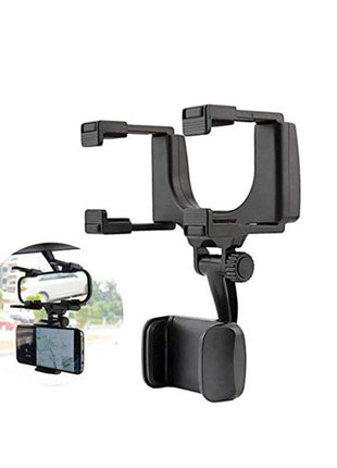 Rearview Mirror Phone Mount for 2.1–2.4" Mirrors – 360° Rotating ABS Holder for Smartphones GPS