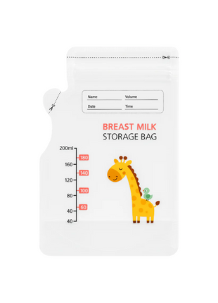 200ml Breast Milk Storage Bag – Food Grade Spout Pouch with Zip Lock – Cartoon Print – Writable Label