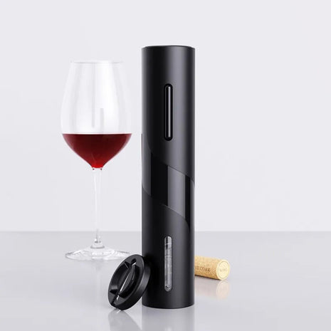 Electric Wine Opener Set – Rechargeable Corkscrew + Vacuum Stopper + Wine Pourer + Foil Cutter – Black