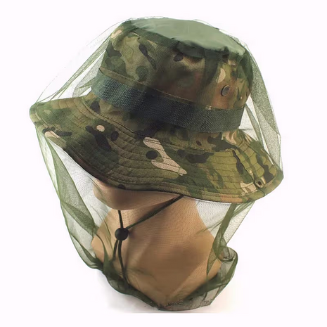 Head Net Single‑Head 100% Polyester Mesh Outdoor Bug Mosquito Fly Wasp Protection – Green