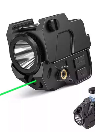 Tactical Flashlight Laser Sight Combo 5W LED – Adjustable Windage/Elevation – Quick Rail Mount – Black