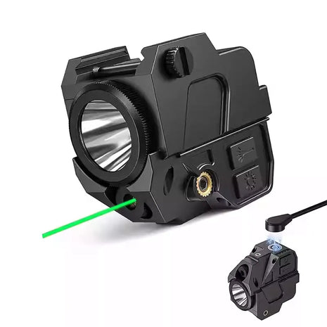 Tactical Flashlight Laser Sight Combo 5W LED – Adjustable Windage/Elevation – Quick Rail Mount – Black