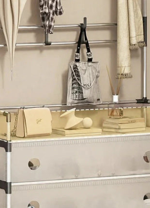 4-Tier Shoe Storage Cabinet with Coat Rack, Removable Shelf Divider, Galvanised Steel Tube & PP Panels (Copy)