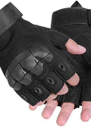 Half-Finger Hard Knuckle Outdoor Sports Gloves, Breathable Adjustable Tactical Riding Gloves