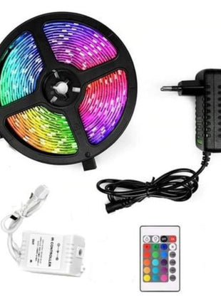 LED Strip Light Kit 5m – Flexible RGB Light Strip with Remote & Power Adapter – Decorative Accent Lighting