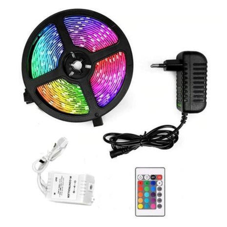 LED Strip Light Kit 5m – Flexible RGB Light Strip with Remote & Power Adapter – Decorative Accent Lighting