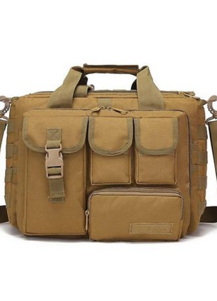 Tactical Laptop Bag 20L 600D Nylon with Padded 15.6" Sleeve Molle Briefcase Messenger Backpack Khaki/Green